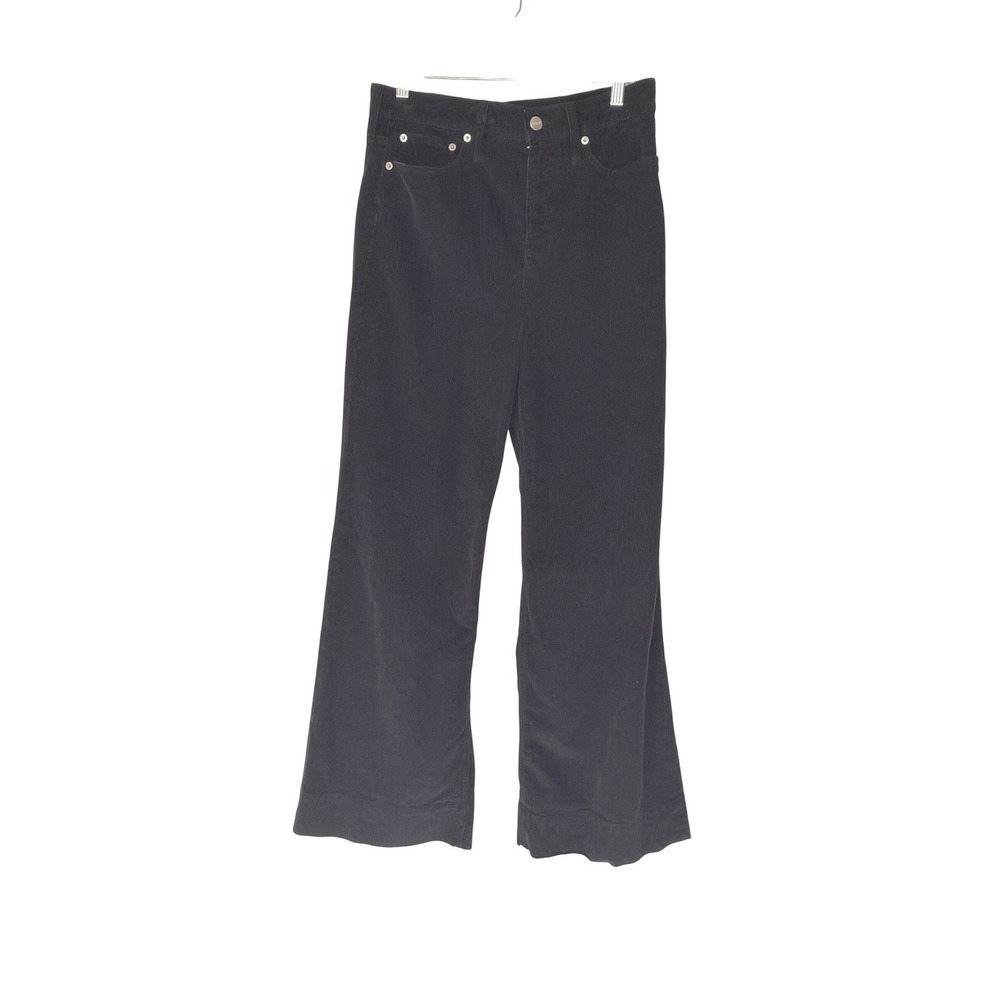J.Crew Wide Leg Corduroy Trouser Pant Black Rustic Barn Festival Basic Size 28